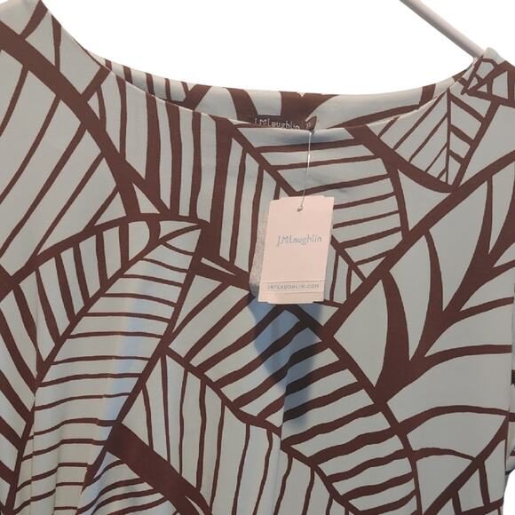 J. McLaughlin Blue and Brown 3/4 Sleeve Sheath Dress Size XSmall/With Stretch - Picture 2 of 3